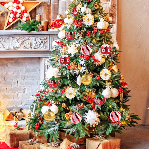 6 Peças/caixa Bolas de Natal de 6cm Enfeites Pendentes para Árvore de Natal Decorações de Natal para Casa 2026 Presente de Ano Novo