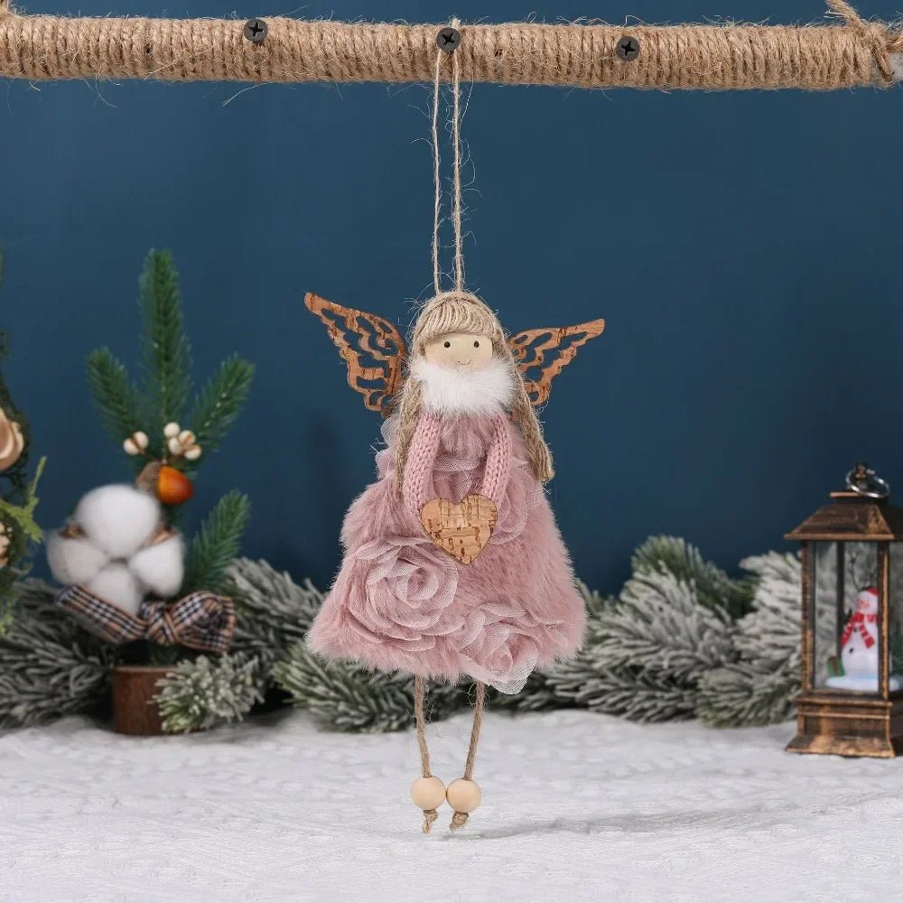 Natal Pendurado Malha Sequin Saia, Anjo Xmas Árvore Pingente Enfeites, Decoração de Casa, Noel, Presentes, 2022