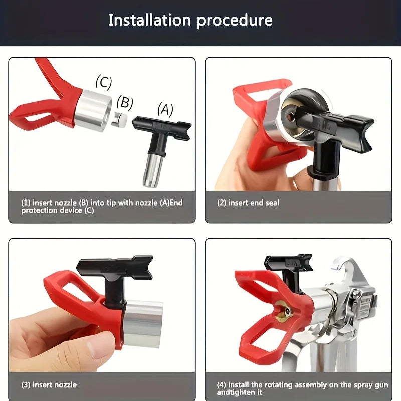 Bicos de Pulverização Airless 109/213/315/417/521 com Vedações, Bicos Reversíveis de Aço de Tungstênio para Pulverizador de Tinta para Pintura de Parede