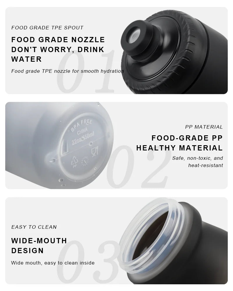 Cycling Water Bottle PP5 Taste-Free Lightweight Outdoor Sports Squeeze Bottle Bicycle Water Bottle Portable Bike Drink Cup