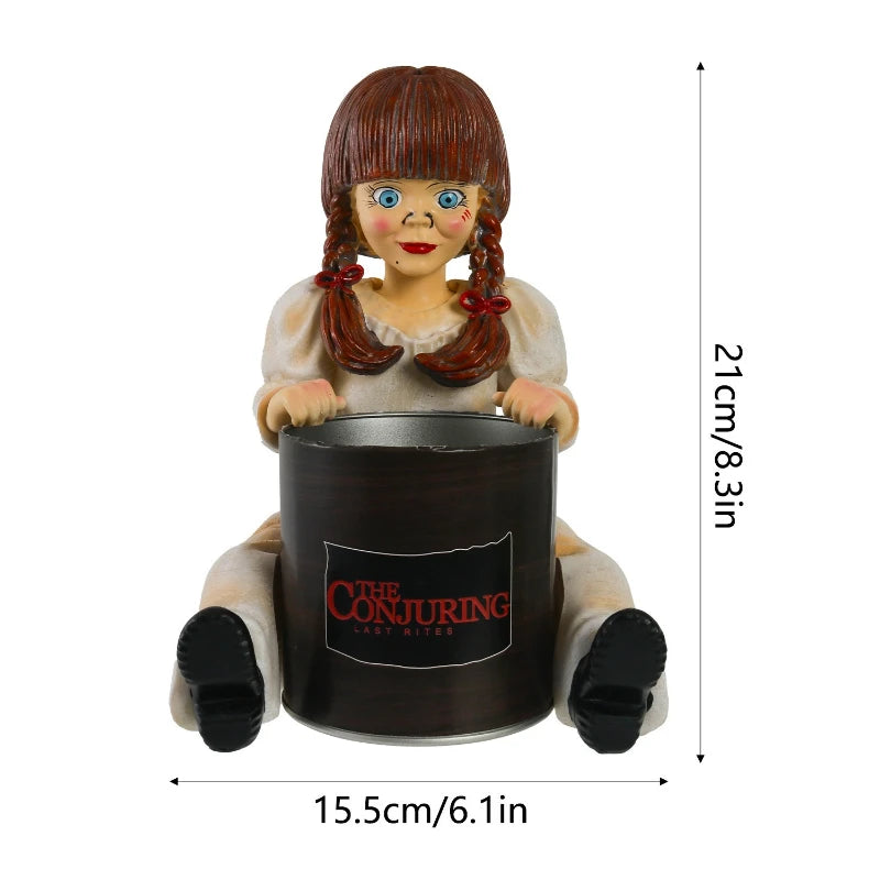 Decorações de halloween casa drama mostrar resina ornamento thriller pipoca menina pipoca balde lanche armazenamento bin decoração para casa