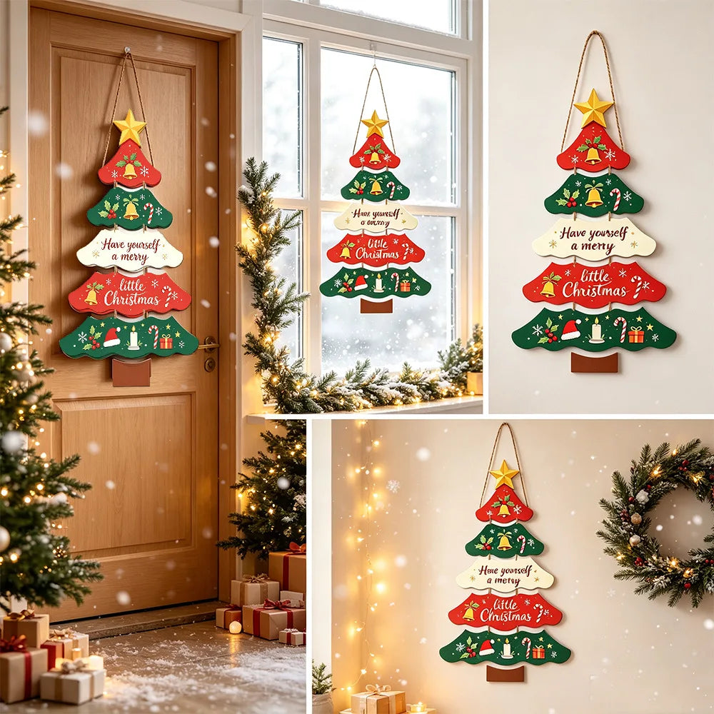 Enfeite de Papel para Árvore de Natal, Placa Festiva para Pendurar na Porta ou Parede, Decoração de Natal para Varanda, Janela, Casa e Festa