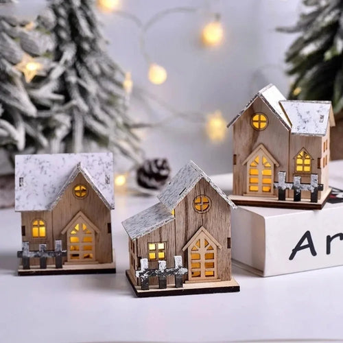 Natal led luz casa de madeira cabine luminosa feliz natal decorações para casa diy enfeites de árvore de natal crianças presentes ano novo