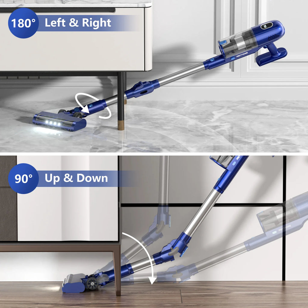 Aspirador de pó sem fio PrettyCare P1 45 minutos 28Kpa Aspirador de pó potente com motor sem escova LED Touch Display