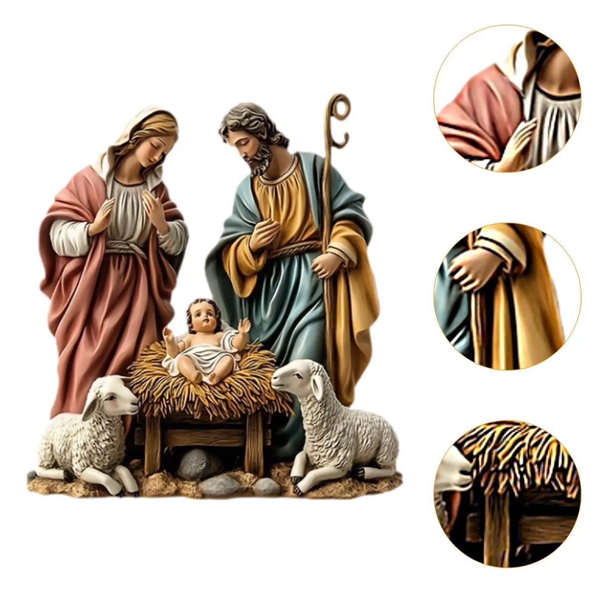 Estatueta de presépio de natal, decoração de natal, família sagrada, miniaturas, estátua para presente de aniversário, decoração interna, prateleira