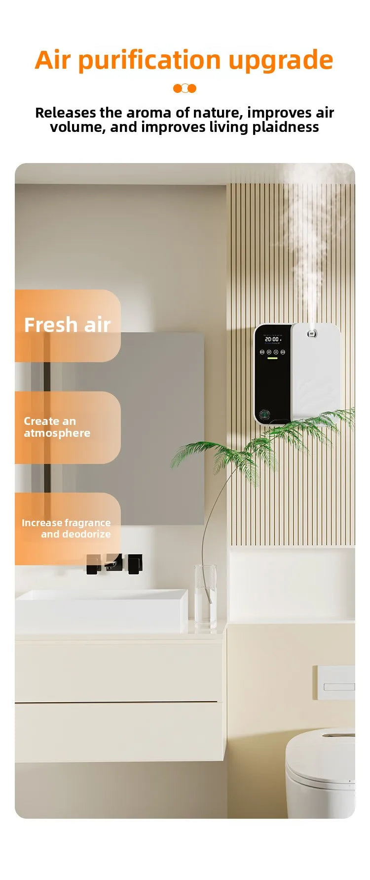 Difusor de aroma inteligente de 500ml - Bluetooth, spray automático, cobertura de 1000m3 e eliminação de odores para casa/comercial (hotel/bar/spa)