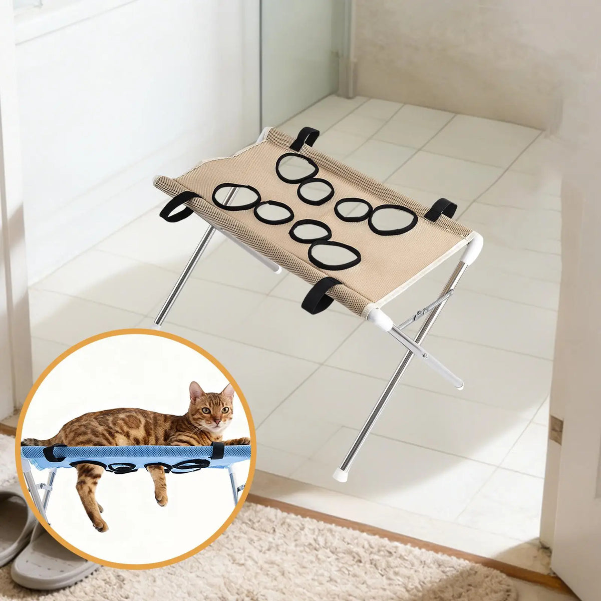 Rede de Tosa para Animais de Estimação Dobrável, Mesa de Tosa para Cães, Arnês de Suspensão Auxiliar, Estrutura de Cama para Banho de Gatos