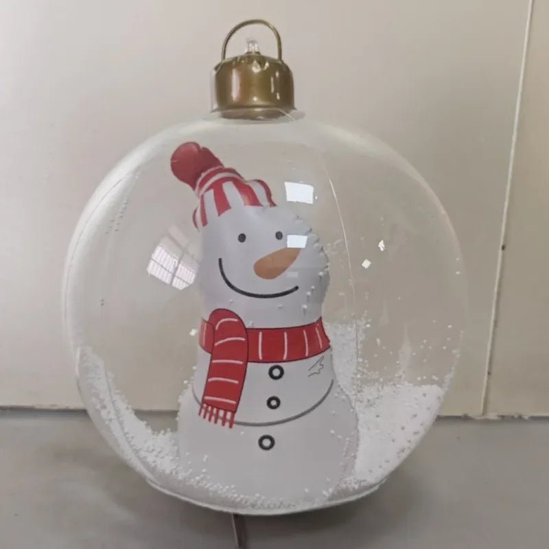 Bola Decorativa Inflável de Natal 60cm, Bolas Gigantes Grandes de PVC para Exteriores, Decorações para Árvore de Natal, Bola de Brinquedo Sem/Com Luz