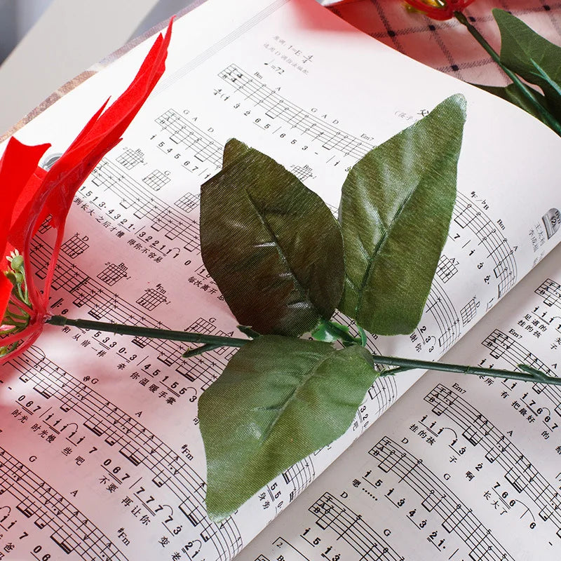 50cm plantas artificiais decoração de natal falso flor vermelha decoração da árvore de natal plantas falsas ramo slik flor planta para casa jardim