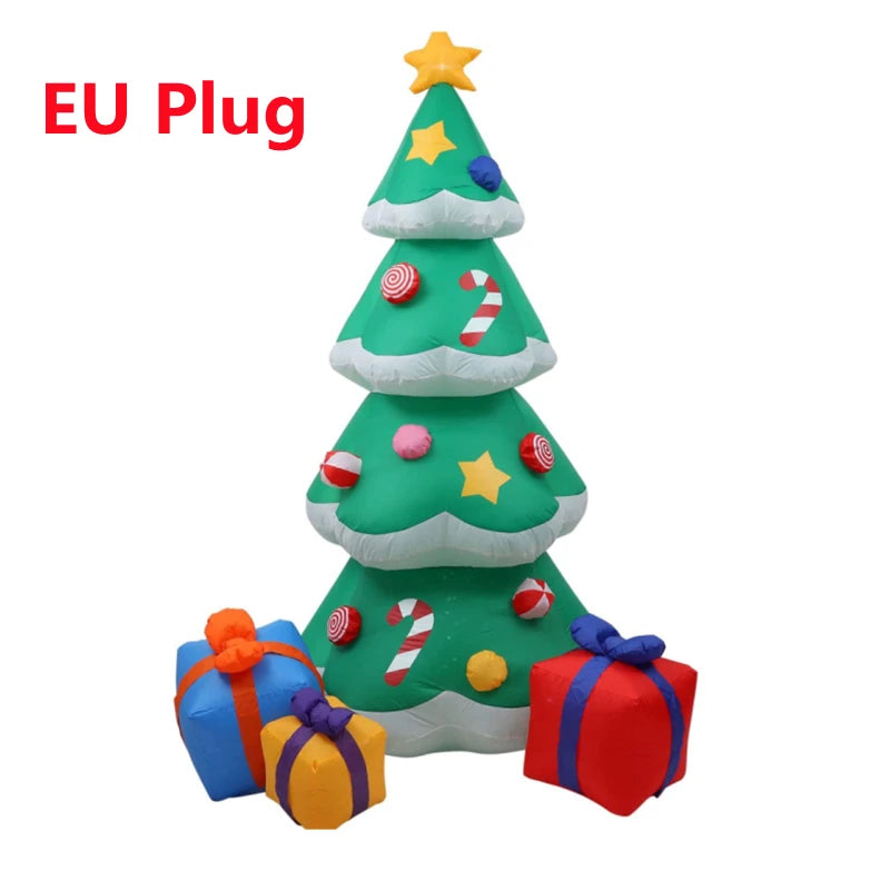 Árvore de natal inflável de 2.1m/7 pés com luzes led ornamento ao ar livre presente de natal festa de ano novo decoração interna brinquedos