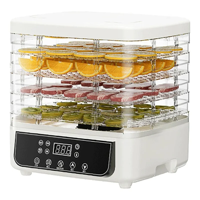 A98I-Temporizador e temperatura ajustáveis Desidratador de alimentos transparente de 5 camadas para frutas, ervas, seca para sec