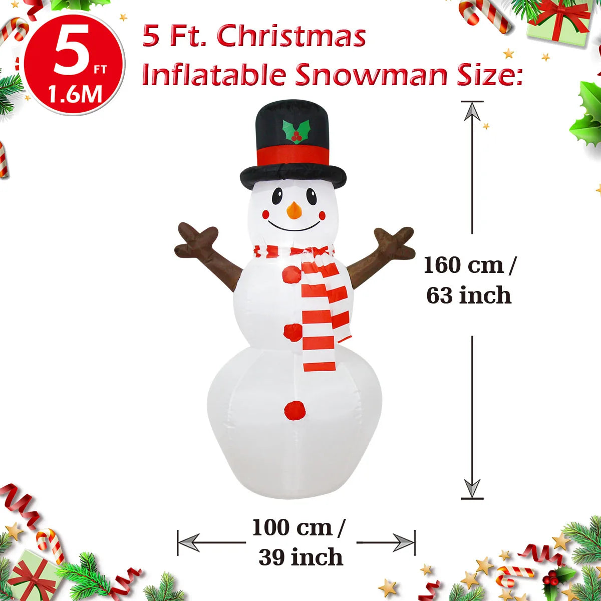 Decorações infláveis de natal-homem de gengibre, boneco de neve brilhante, boneco de neve de ramo, saco de presente boneco de neve decorações de gramado com luz LED