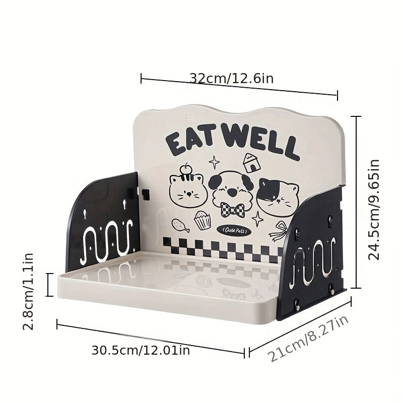Mesa de Alimentação para Gatos e Cães, Antirrespingo, Antiderramamento, Fácil de Montar, Lavável, Estação de Alimentação para Tigelas de Comida e Água