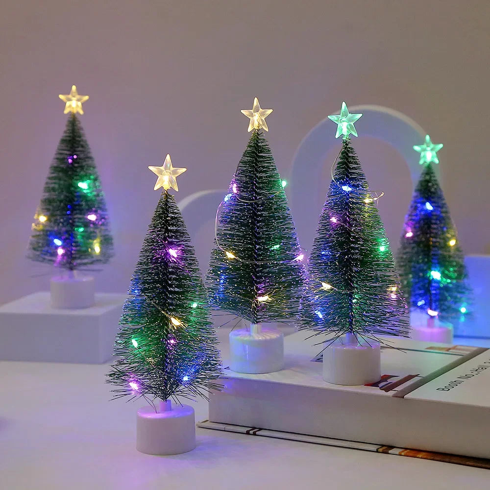 Led colorido luminoso árvore de natal presentes de natal decoração da janela de natal ornamentos do jardim de infância enfeites de natal