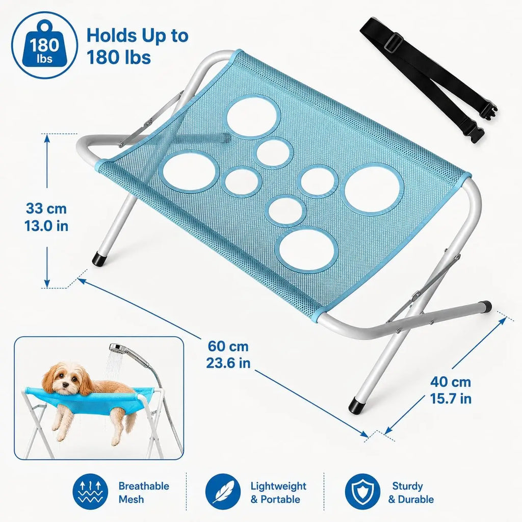Rede de Banho Dobrável para Cães e Gatos, Suporte de Malha para Higiene, Banho e Corte de Unhas