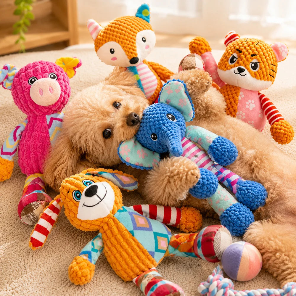 Brinquedo de Pelúcia para Animais de Estimação com Apito, Brinquedo de Quebra-Cabeça para Gatos e Cães, Companheiro Macio e Durável, Brinquedo de Mastigar para Limpeza dos Dentes, Design Resistente à Mastigação, Arti
