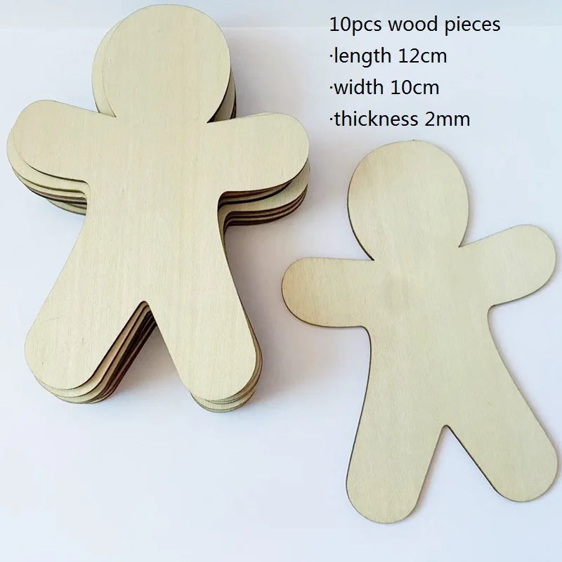 10 pçs de madeira gengibre homem inacabado disco de madeira fatias diy ornamento da árvore de natal pendurado decoração natal noel navidad natal