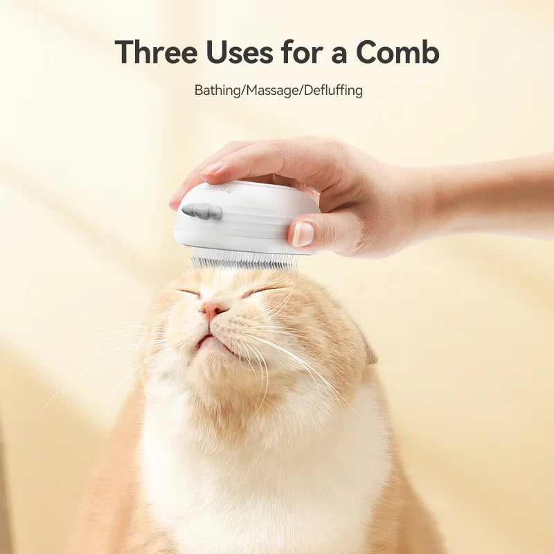 Rojoeco pet vapor pente gato escovas de spray elétrico para remoção do cabelo do cão pentes pet ferramentas aliciamento gatinho escovas remoção do cabelo