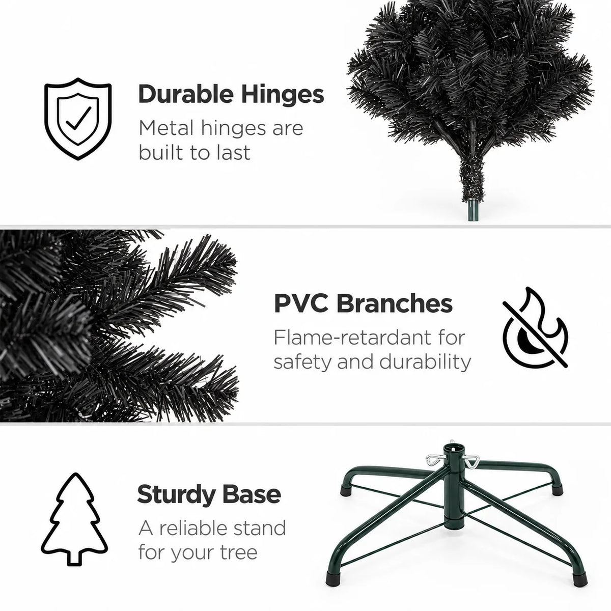 Árvore de Natal artificial preta, árvore decorativa para o Halloween, ideal para casa, escritório ou festas