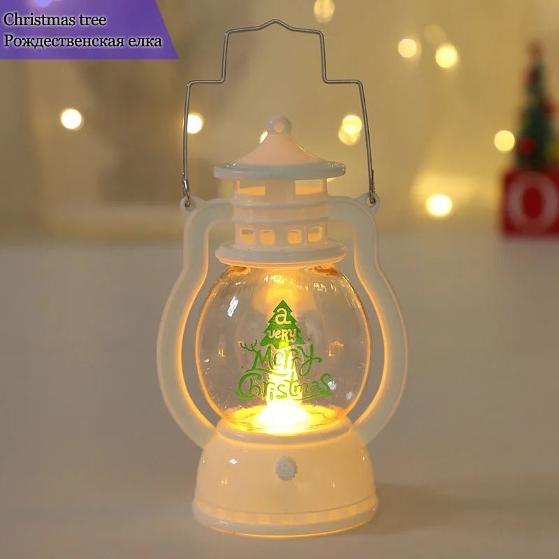 Portátil led natal papai noel boneco de neve lanternas decoração interior luzes alimentado por bateria para casa natal ano novo navidad ornamentos - Kasa & Pet