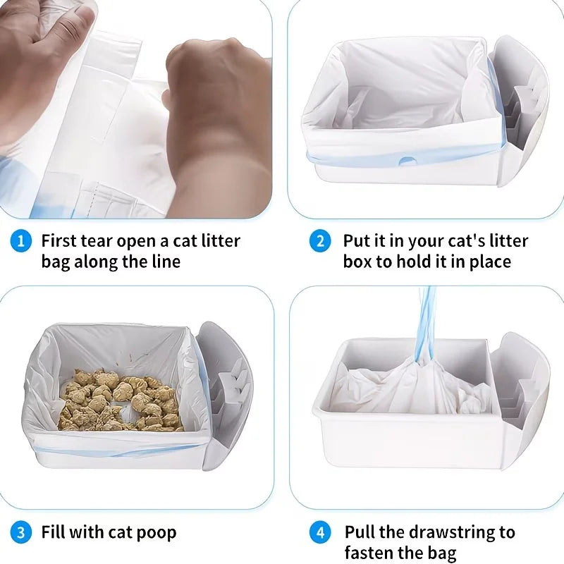 2/4/8 Rolos de Sacos para Dejetos de Animais de Estimação para Caixa de Areia Automática Tonepie, Sacos de Lixo para Dejetos de Gato, Sacos de Resíduos para Sanitário de Gato Autolimpante