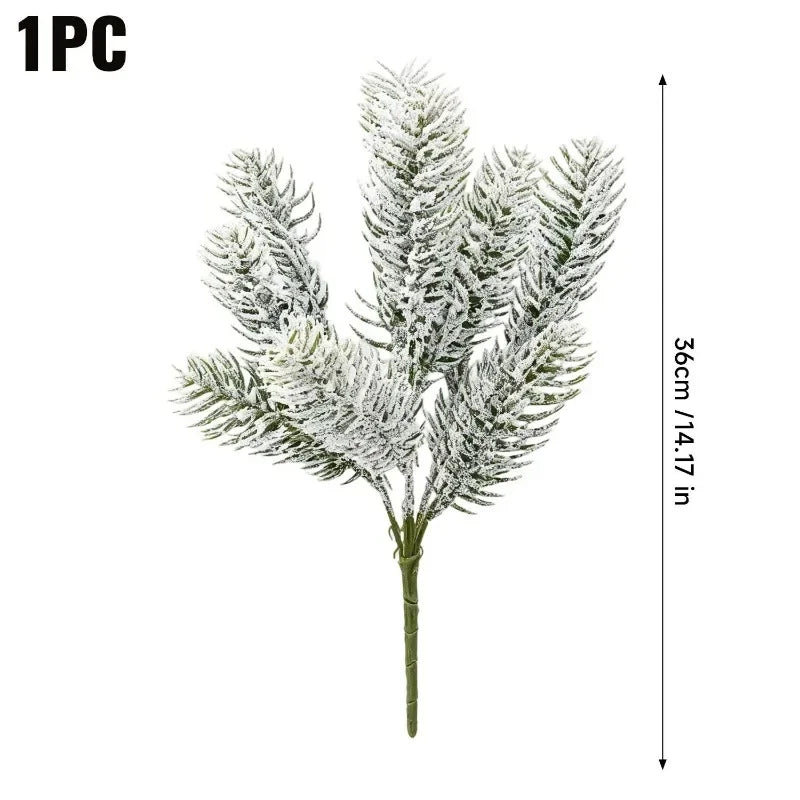 Galhos de Pinheiro Artificiais de Natal com Agulhas de Pinheiro Nevadas, Guirlanda de Planta Artificial para Decoração DIY