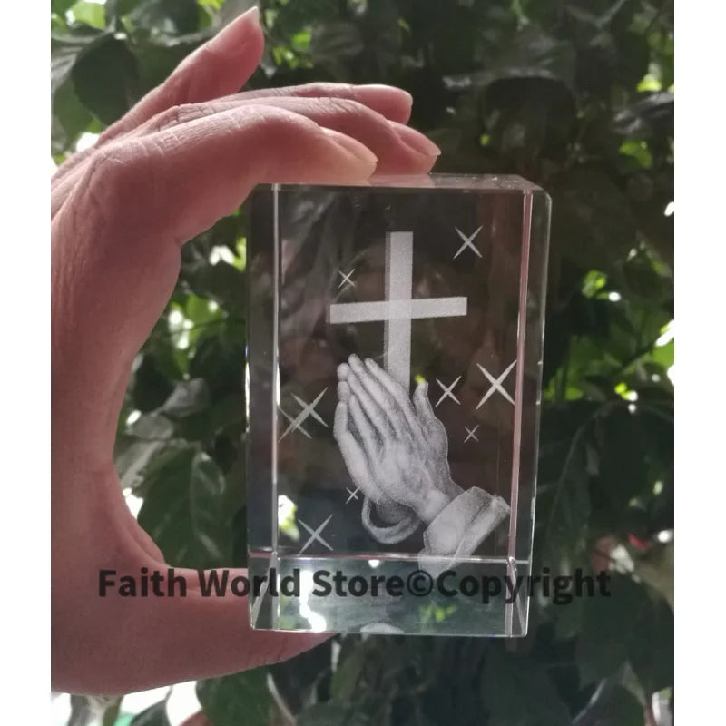 Santo Jesus Estátua de Oração Religiosa, Talismã de Segurança Doméstica, 3D Estátua de Cristal, Religiosa Virgem Orar, Presente religioso, Jesus Cristo