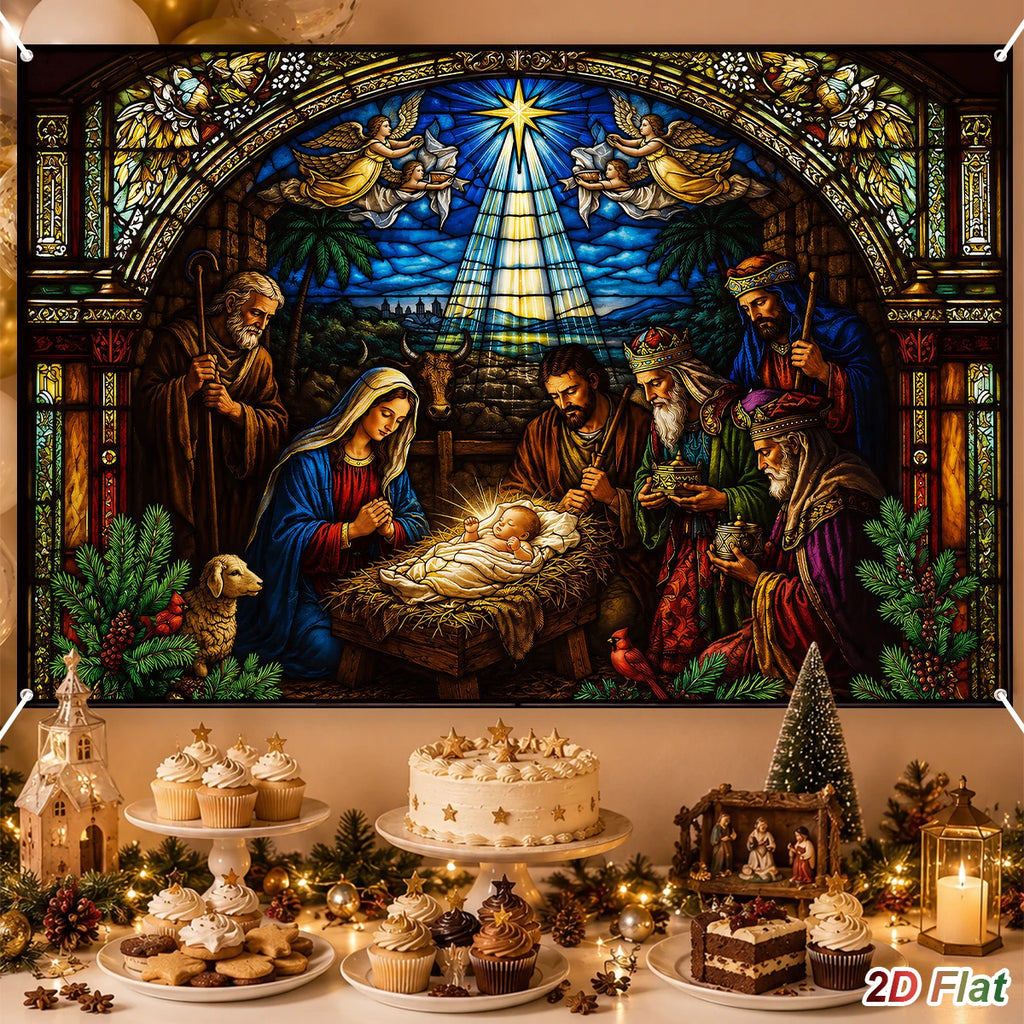 Tapeçaria de Cenário de Presépio Decoração de Feliz Natal para Casa 2026 Fundo do Nascimento de Jesus Natal Ano Novo 2027