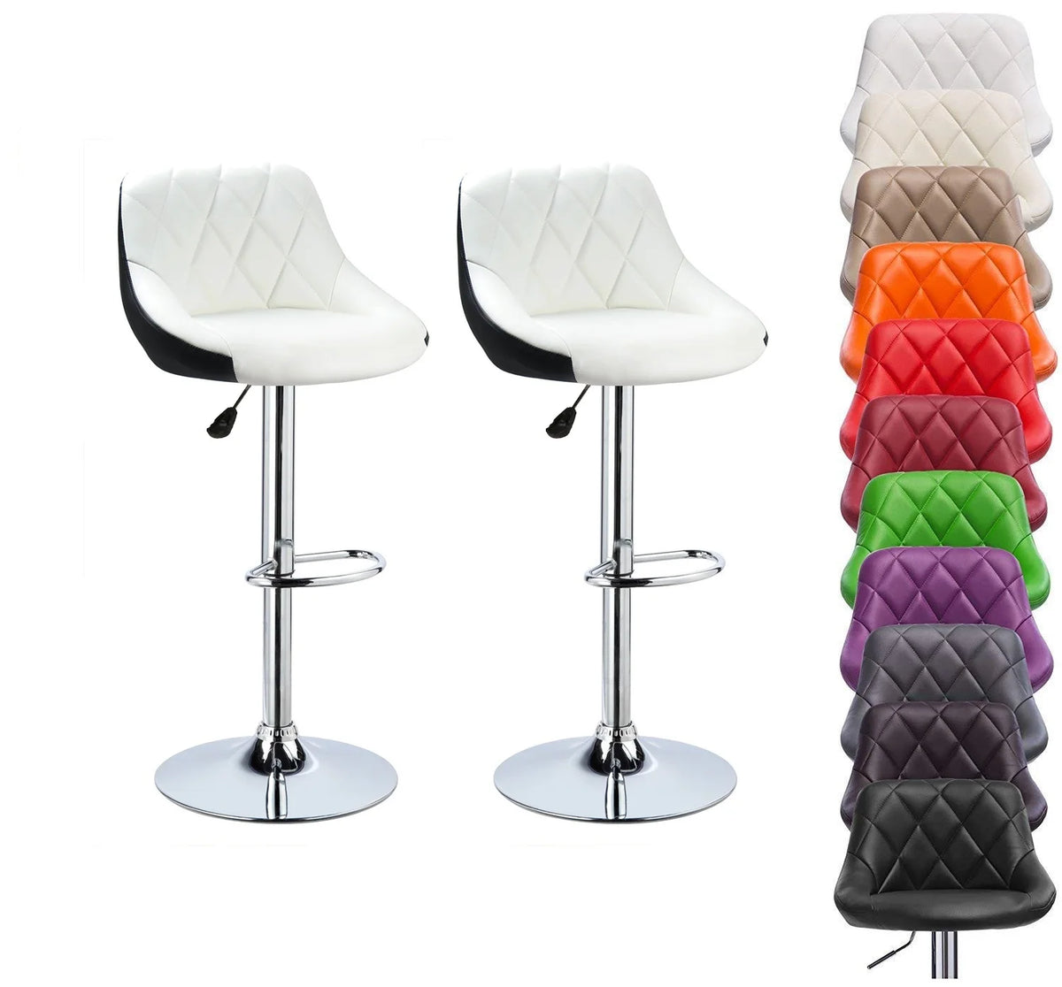 2-Lot Banqueta de bar com assento acolchoado e altura ajustável 360 °   sete cores disponíveis
