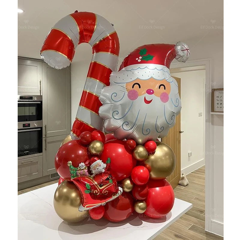 Santa Claus Foil Balloon Set, Decorações de Natal para Casa, Merry Xmas Party Balloon