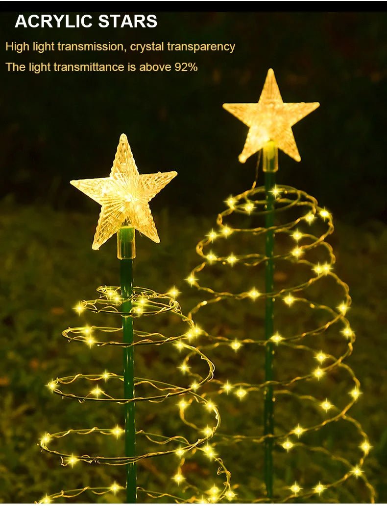 Natal luz solar led luminosa árvore de natal ornamento ao ar livre à prova dwaterproof água lâmpada decorativa corda festival decorações do jardim