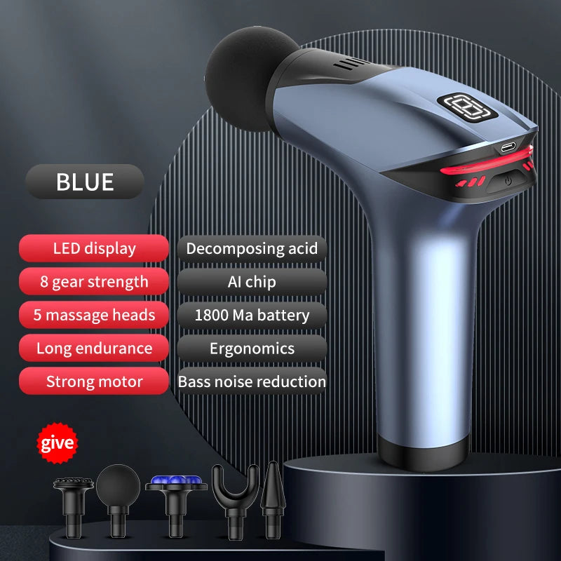 Pistola de Massagem Portátil Massajador de Percussão Profissional de Músculos Profundos para Relaxamento Corporal, Pescoço e Costas, Fitness e Emagrecimento