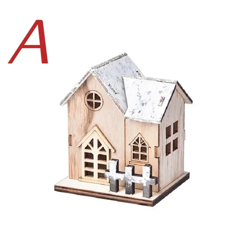 Natal led luz casa de madeira cabine luminosa feliz natal decorações para casa diy enfeites de árvore de natal crianças presentes ano novo