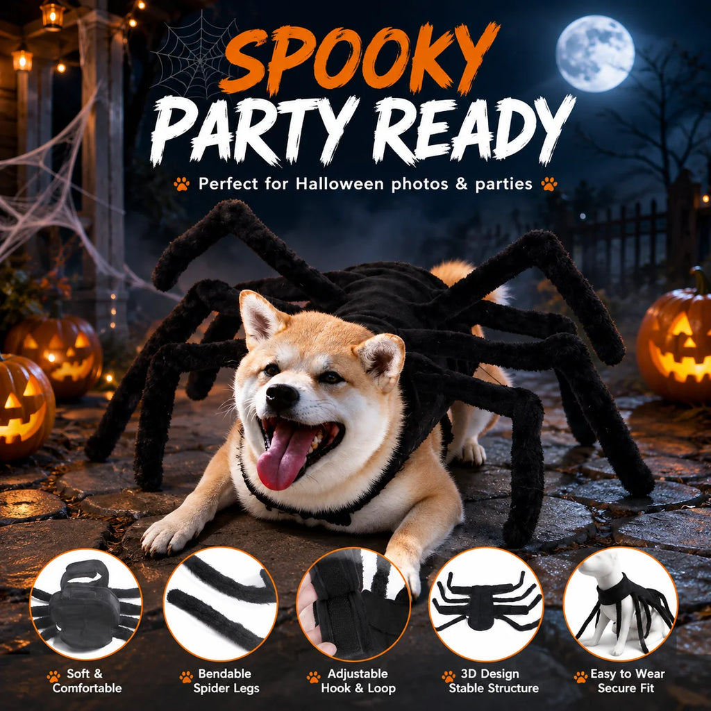 Fantasia de Aranha para Gatos e Cães Pequenos e Médios para o Halloween, Roupa Engraçada para Cosplay, Fantasia de Festa para Filhotes