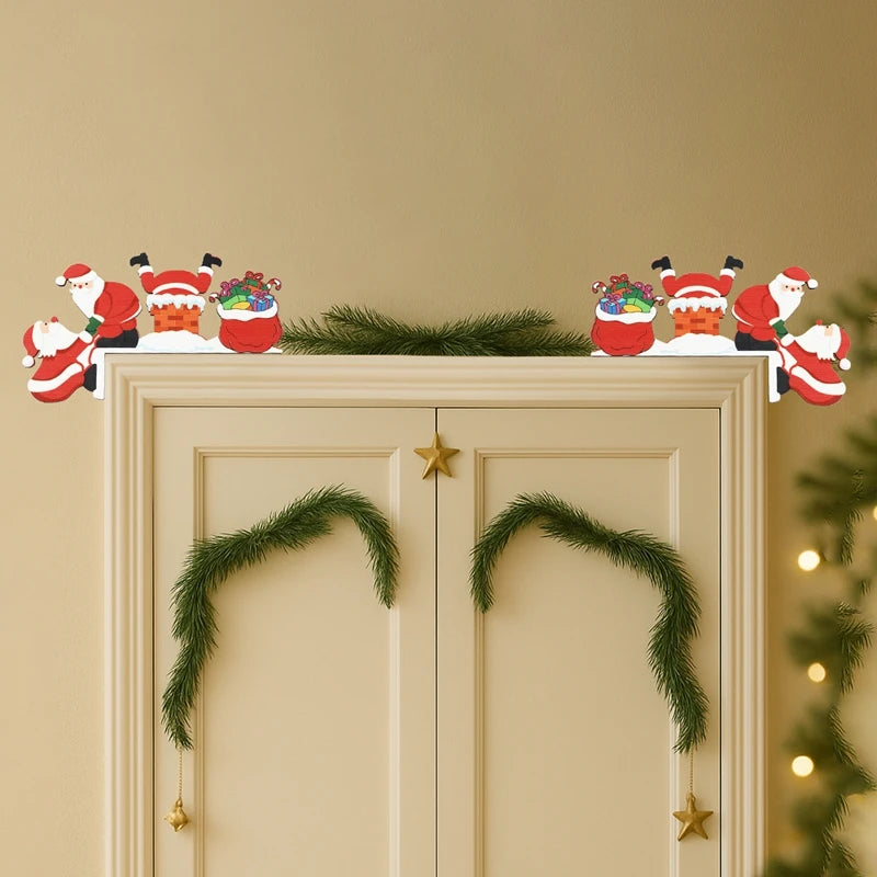 Decoração de moldura de porta de natal decoração de feliz natal para casa 2025 pingente enfeites de madeira de natal navidad natal presente de ano novo