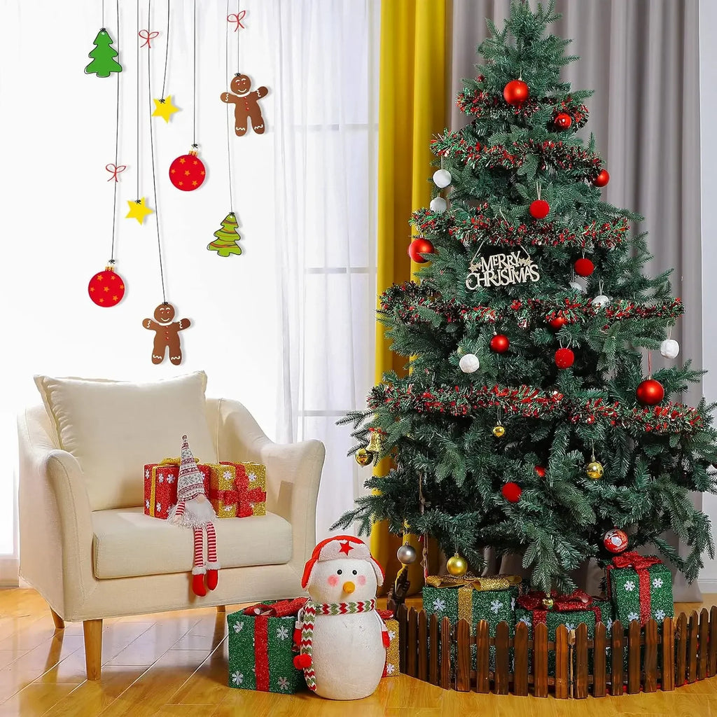 Guirlandas de Natal com Fitas e Laços para Decoração de Balcões, Enfeites para Árvore de Natal, Decoração de Festas e Casa, Adereço Pendente