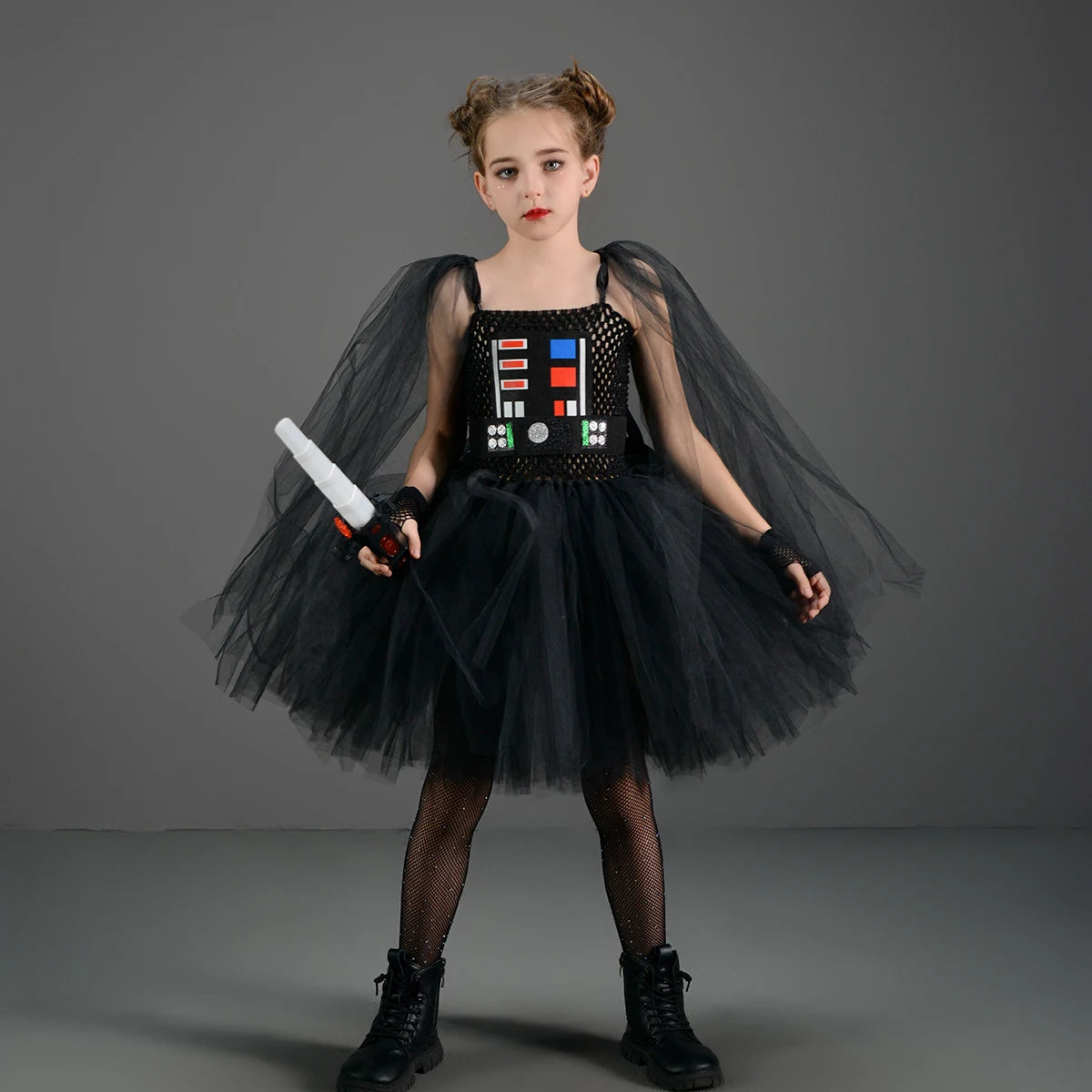 Meninas estrela escura vilão tutu traje vestido crianças halloween vader outfit crianças fantasia carnaval festa vestir-se roupas cosplay