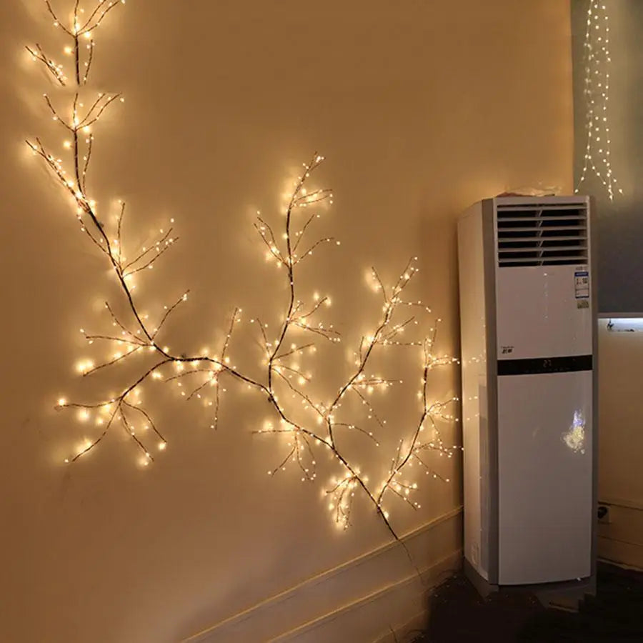 Luzes LED do ramo do Natal, ornamentos do jardim, guirlanda, lâmpadas da cachoeira, decoração exterior da casa, festa de casamento, 2m, 100Leds