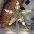 Espio transparente da árvore de Natal da estrela de cinco pontas do diodo emissor de luz, decorações da árvore de Natal para casa, ornamentos da grinalda de Natal-AT64