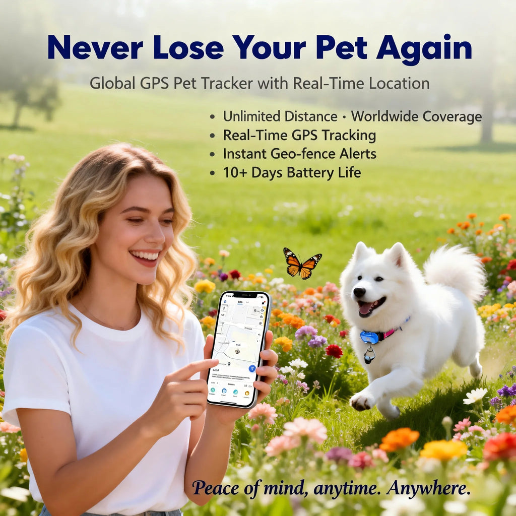 Rastreador GPS para Cães e Gatos com IoT Integrado, Rastreamento por SIM e WiFi, Distância Ilimitada, Localizador Anti-Perda com Código QR, Assinatura Necessária