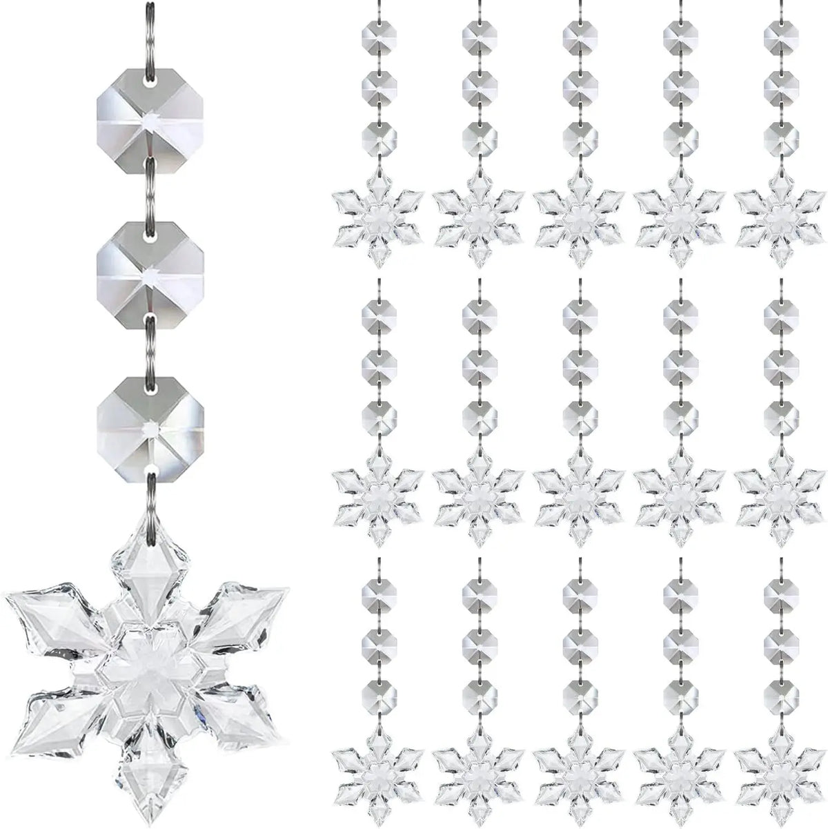 Decorações para árvore de natal, 30 peças, pingentes de cristal acrílico transparente para natal, ano novo, decoração de casamento, acessórios diy