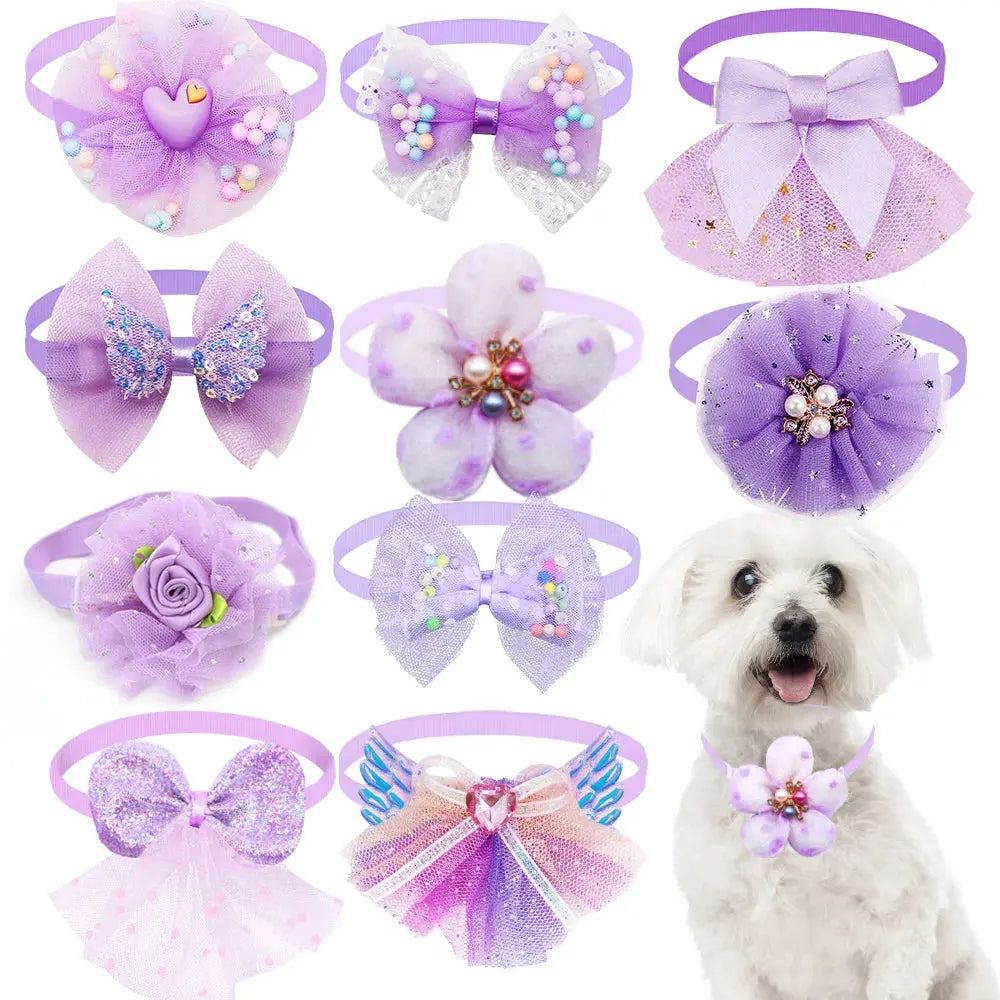 50ps pequeno cão gato bowtie bonito em massa rendas pet cão bowties colar para cães aliciamento acessórios suprimentos para animais de estimação para cães pequenos Kasa & Pet