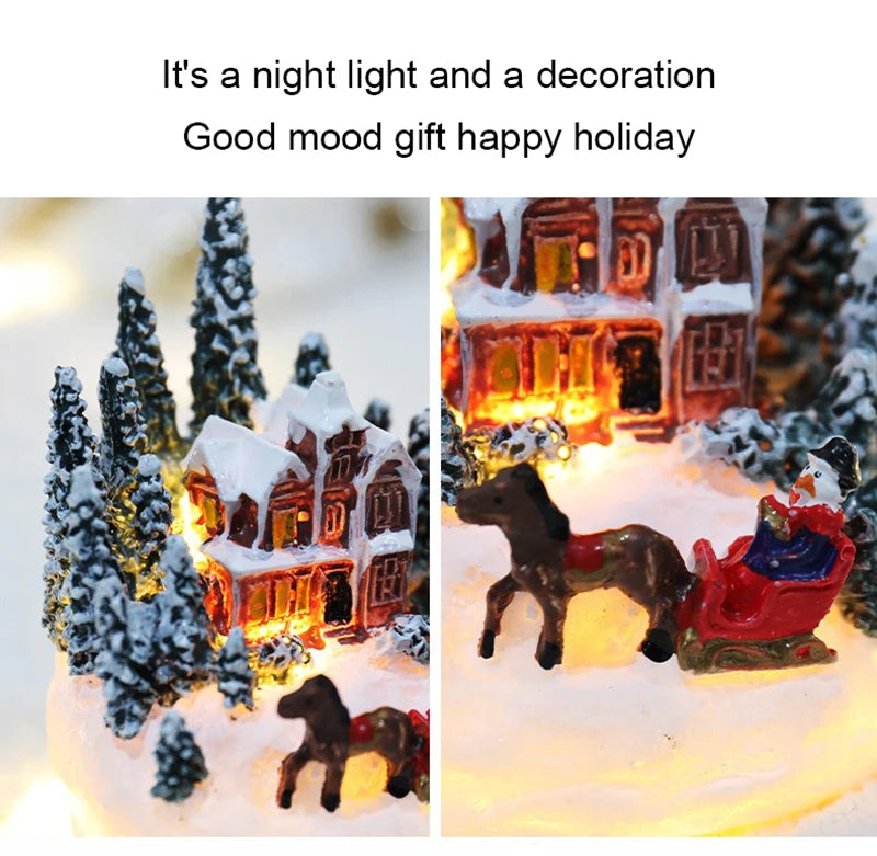 Decorações de natal led luzes da noite luminosa micro paisagem casa presente criativo das crianças natal ano novo ornamentos