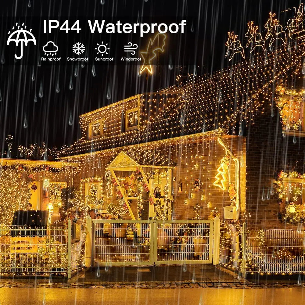 Decoração de natal 2024/2025 luzes de cortina led de gelo para queda ao ar livre 0.4/0.5/0.6m luzes de natal para casa ano novo 2025