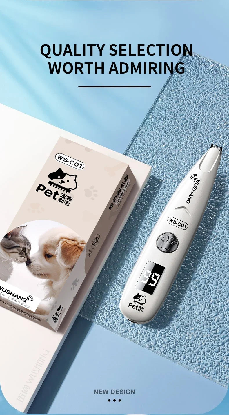 Aparador Elétrico para Cães com Luz LED, Impermeável, Aparador de Pelos para Patas de Animais de Estimação, Baixo Ruído, para Rosto, Patas, Orelhas e Pelos de Gato e Cão