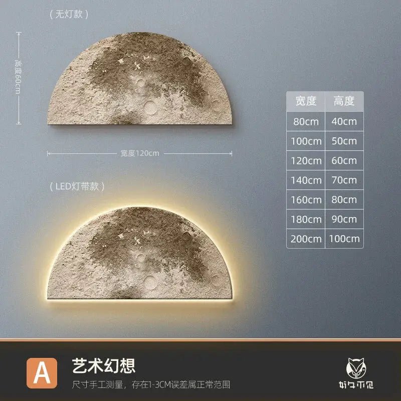 Pintura Decorativa para Sala de Estar com Tema Lunar, Pintura com Lâmpada LED de Parede, Painel de Fundo, Sensação de Alto Padrão, Pintura Suspensa em Arenito