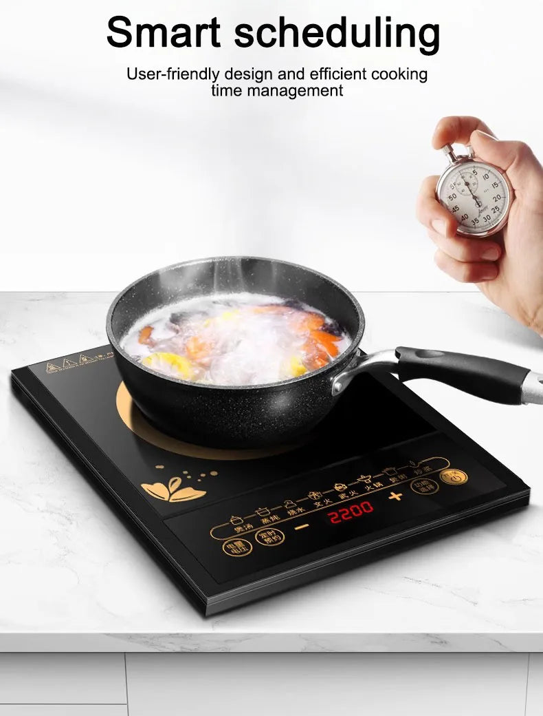 DMWD-Fogão Elétrico de Indução Magnética, Panela Quente Pequena Impermeável, Fogão De Aquecimento, Touchpad, Prato De Frite, Forno De Cozinha, UE, Casa