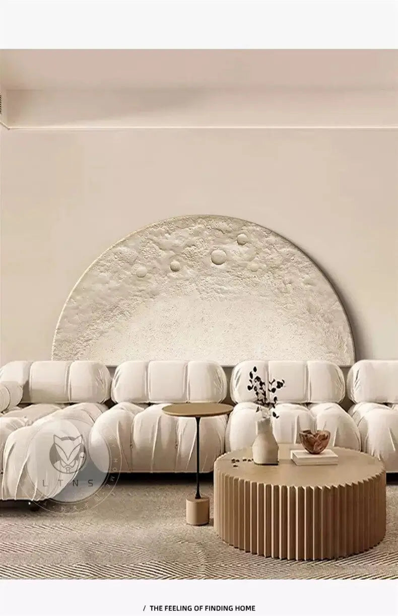 Pintura Decorativa para Sala de Estar com Tema Lunar, Pintura com Lâmpada LED de Parede, Painel de Fundo, Sensação de Alto Padrão, Pintura Suspensa em Arenito