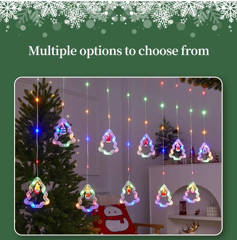 Decoração de lâmpada de janela de natal luzes de cortina de fadas 8 modos de trabalho luzes de corda de árvore de natal para festa de casamento decoração de casa