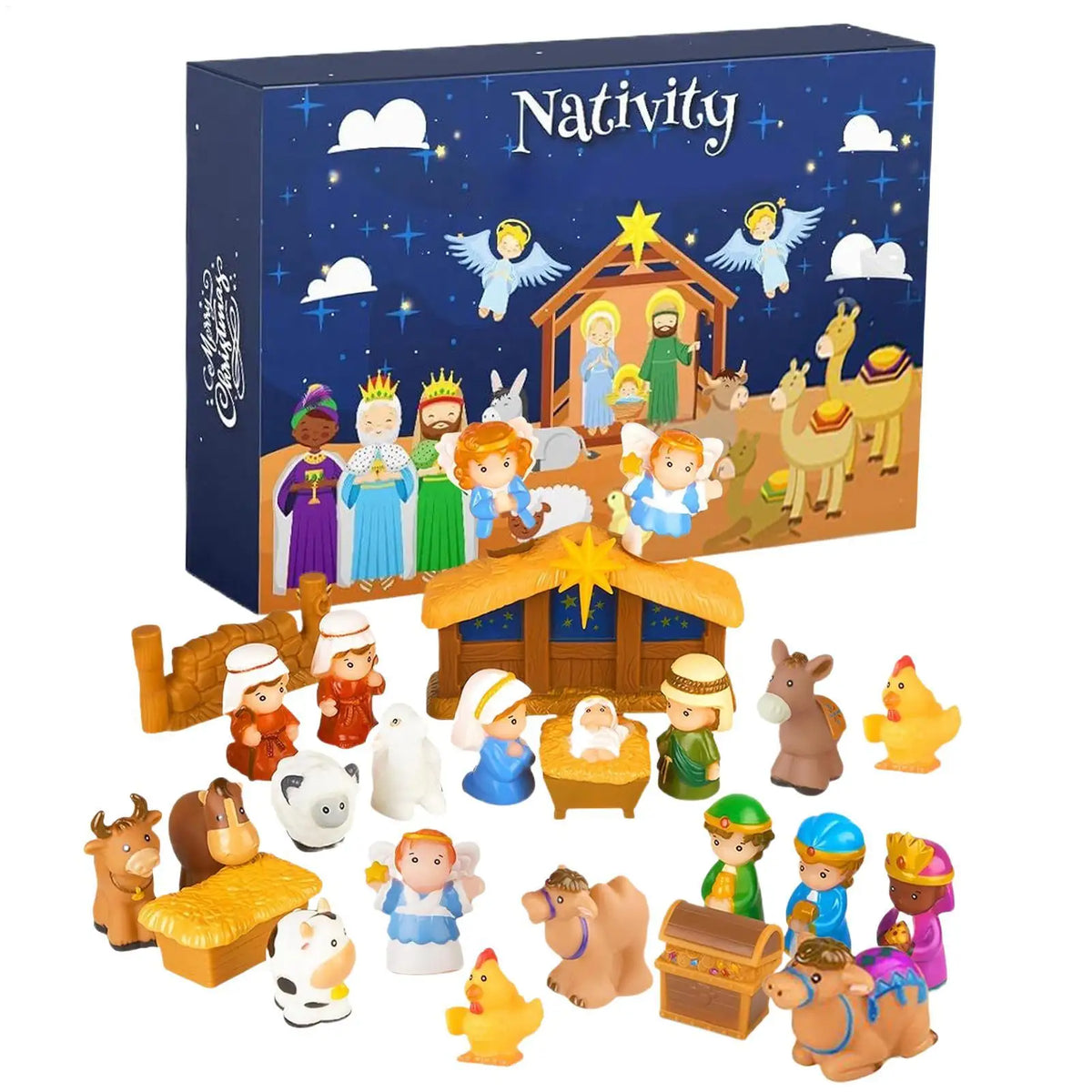 Calendário de Contagem Regressiva de Natal 25 Dias 2026 Presépio de Advento Contagem Regressiva de Feriados para Crianças e Adultos Lembrancinhas de Festa de Inverno para Casa